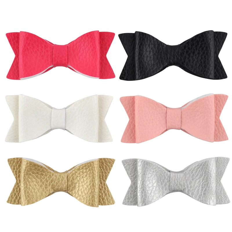 

6pcs/lot Boutique Handmade Leather Hair Bows with Clip Barrettes for Girls Kids Hair Accessories Bang Clip Hairpins Set Headwear