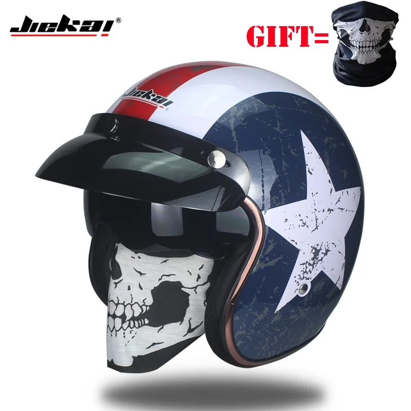 

JIEKAI JK-510 Universal Motorcycle Helmet Harley Retro Open Face Cold Protection Safe Riding Scooter Headpiece with Visor