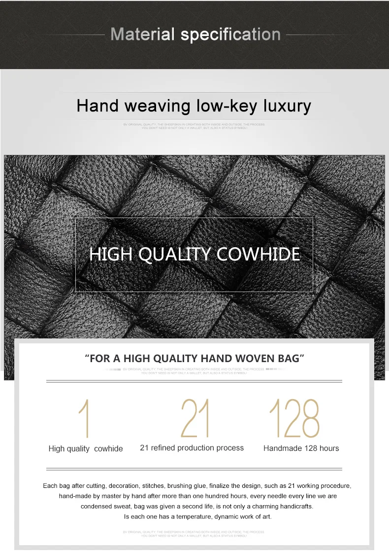 Men Wallets 100% Leather Top Baby Cow Leather Short money clip Fashion Woven Luxury Brand Wallet Simple Business 2021 New Spot