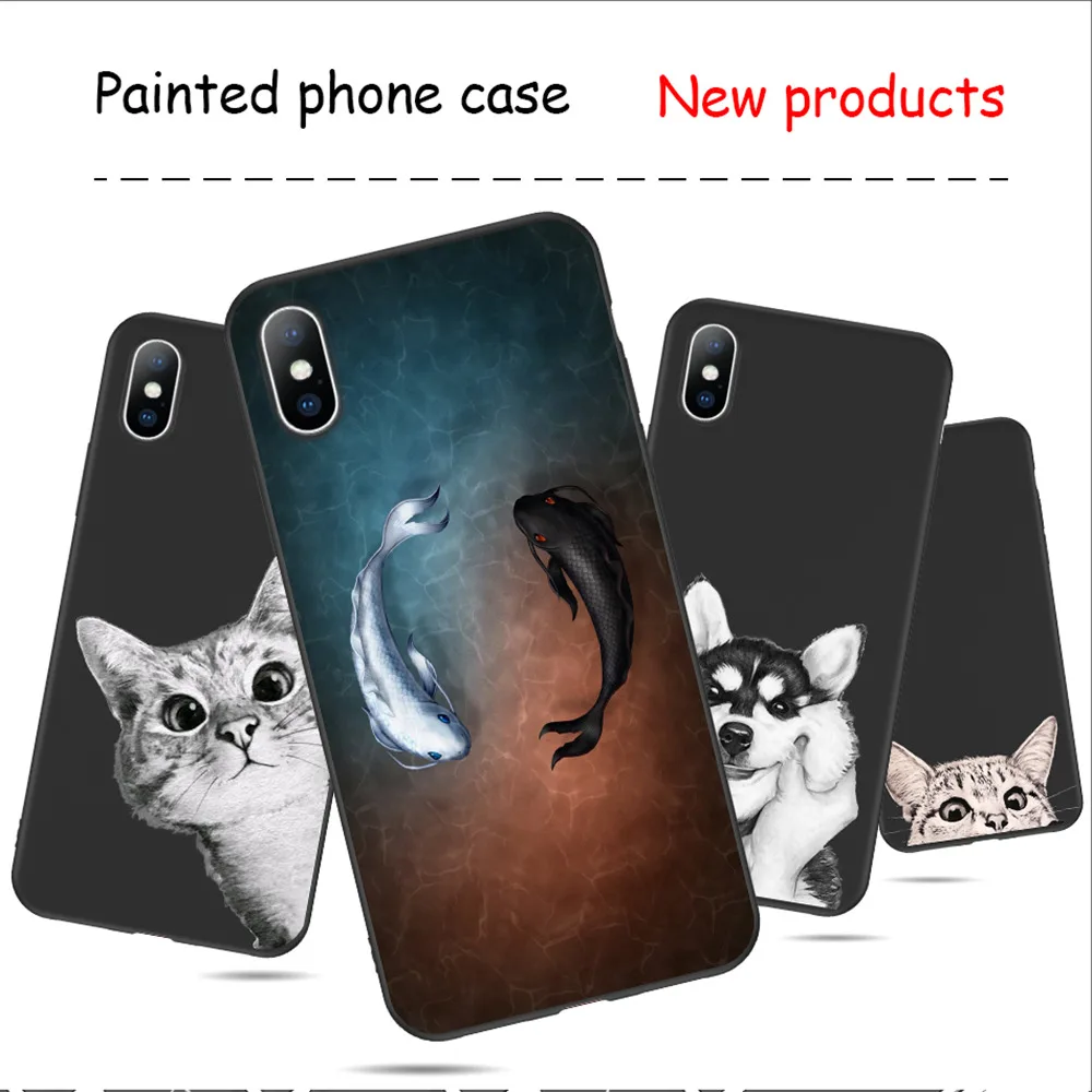Ottwn милый чехол для телефона для iPhone 11 Pro Max 6 6s 7 8 Plus мягкие Мультяшные из ТПУ кошка ильной рыбы для iPhone X XR XS Max задняя крышка