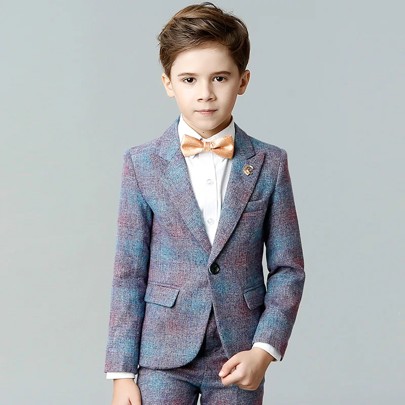 Hoge kwaliteit Kind Blazers Past Kopen 4-14 T Jongen Kleding sets Coat + Broek + Vesten Baby Kostuums effen Blauw/Paars Kids Kledingstuk Hoge kwaliteit Kind Blazers Past Kopen 4-14 T Jongen Kleding sets Coat + Broek + Vesten Baby Kostuums effen Blauw/Paars Kids Kledingstuk