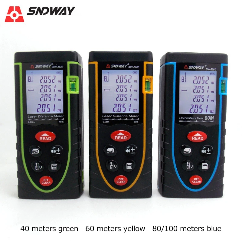 

SNDWAY Laser Distance Meter 40M 60M 80M 100M Rangefinder Trena Laser Tape Range Finder Build Measure Distance Ruler Test Tool