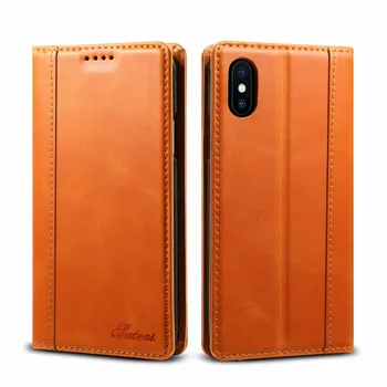 

Luxury authentic calf leather phone case For iphone X XS Max XR wallet card slot stand cover case ultra thin flip for iphone 7 8 Plus