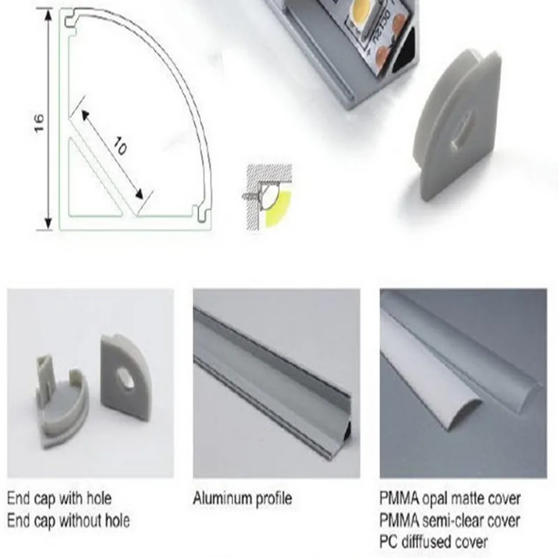 Светодиодные полосы алюминиевый профиль Крышка for10mm печатной платы 5050 5630 Кухня светодиодные полосы алюминиевый корпус канала с крышкой