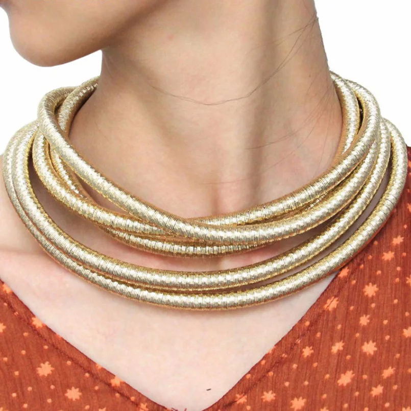 

Multilayers Chokers Necklaces Chunky Collar Magnetism Button For Women Statement Necklace Maxi Jewelry Accessories UKMOC