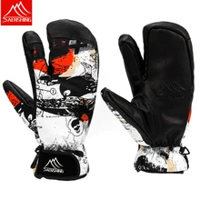 Мужские лыжные перчатки водонепроницаемые износостойкие защитные перчатки для спины уличные женские теплые три пальца мягкие мужские/женские лыжные перчатки