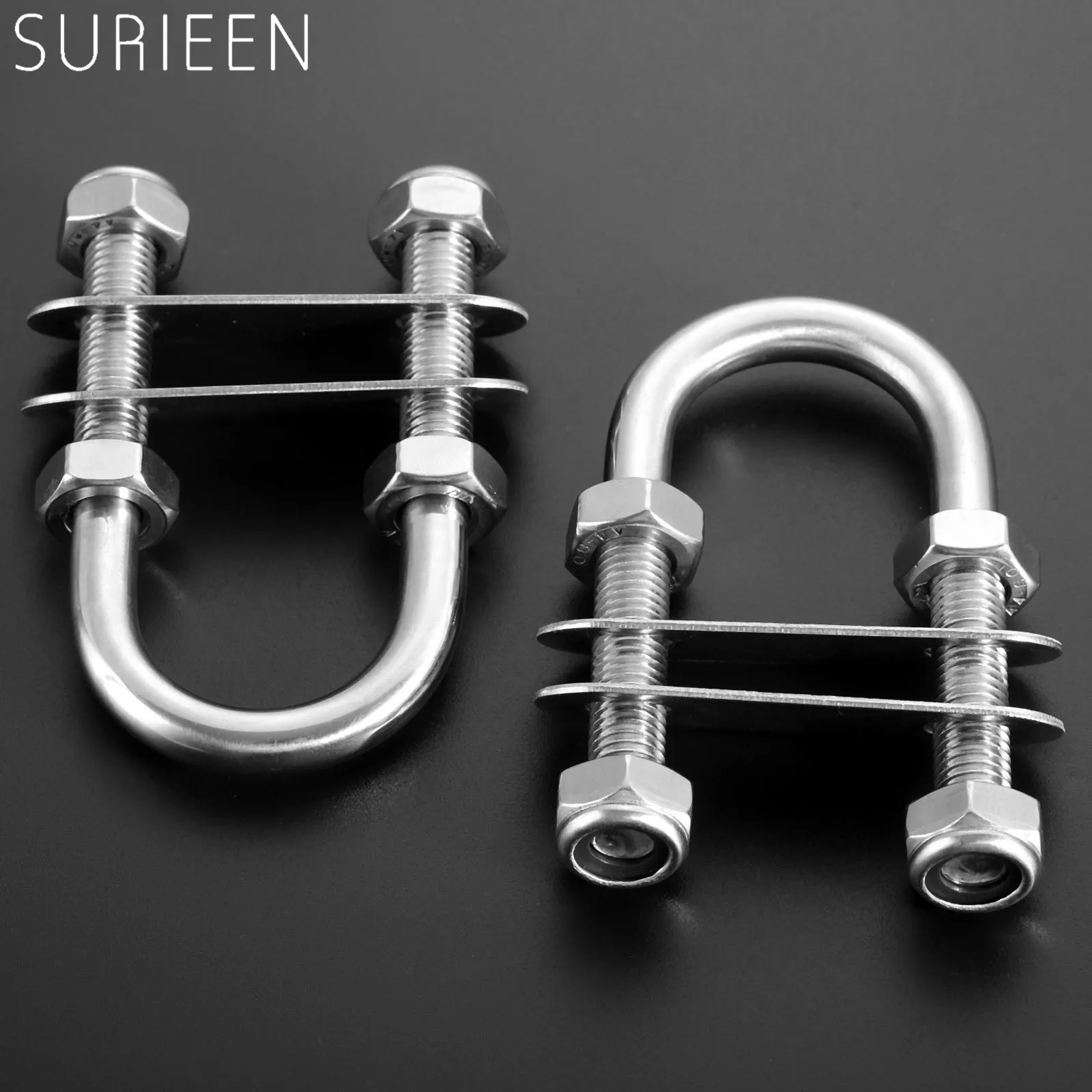 SURIEEN 2pcs Bow Stern Eye U Bolt 316 Stainless Steel Boat Marine Bolt Rope And Rigging Shrouds M10 x 90 Yacht Boats Accessories