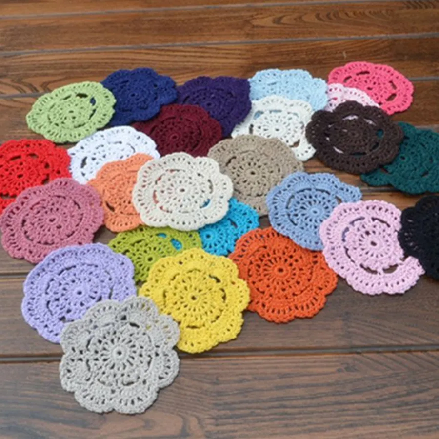 

( 100 pcs/lot) wholesale 100% cotton round Doily Crochet Coaster Cup mast Crocheted Doilies Table decoration pads
