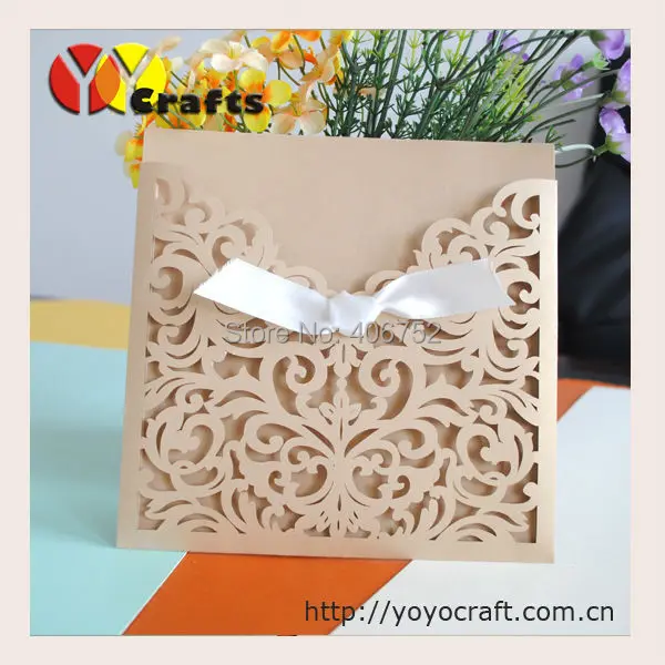 folded filigree wedding invitation cards greeting cards laser cut handmade invitation cards with ribbon