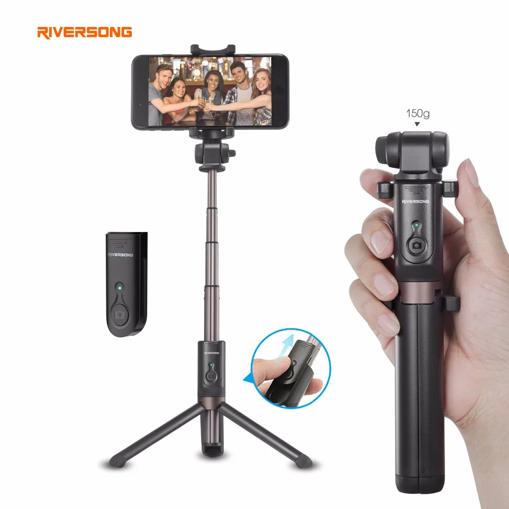 

Riversong 7.8 Inch Portable handheld Mini phone Tripod Bluetooth Remote Selfie Stick for Iphone/Samsung/Huawei/Xiaomi/One Plus