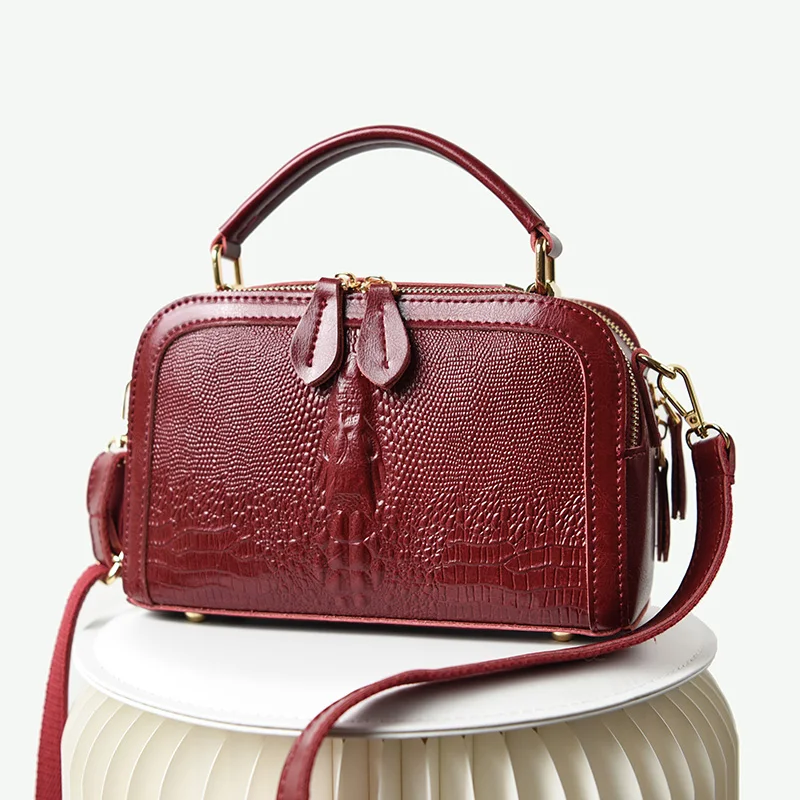 

Split Leather Handbag Women Crocodile Pattern Tote Hand Bags for Women Brand Fashion Bags Ladies Luxury Bags 2019