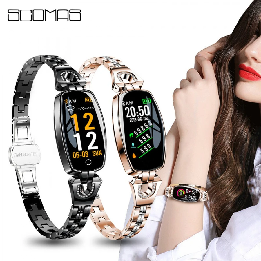 

SCOMAS Fashion Women Smart Band 0.96"OLED Wristband Blood Pressure Heart Rate Monitor Fitness Tracker Pedometer Smart Bracelet