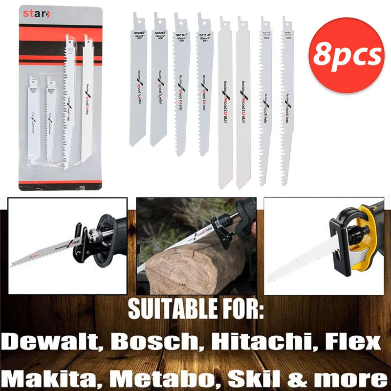 8 X Säbelsägeblätter Holz Metall Cutter Blade Set Kit Für Makita