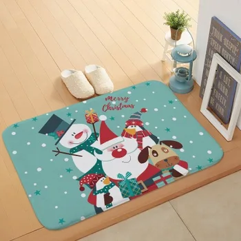 

New Christmas coral fleece mats Home school bar Christmas decoration entry mats door