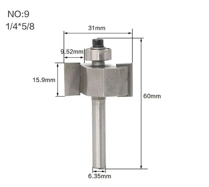 1/" 1/2 хвостовик" Т "типа печенья шарнирный слот резак для соединения/долбежные фрезы для деревообработки - Длина режущей кромки: NO 9