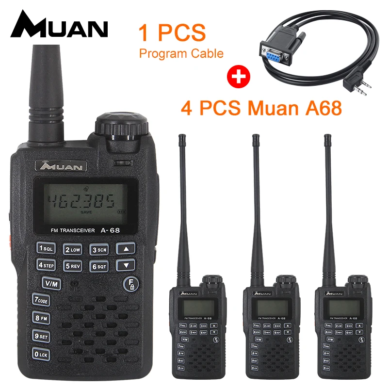 4 шт./лот муан A68 Двухканальные рации UHF двухстороннее Радио 128ch 400-470 мГц CB ручной