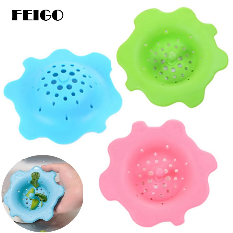 

FEIGO 1Pcs Bathroom Sewer Drainage Filter Bathroom Sink Kitchen Plug Anti-blocking Sewage Covers Floor Covering Hair Filter F107