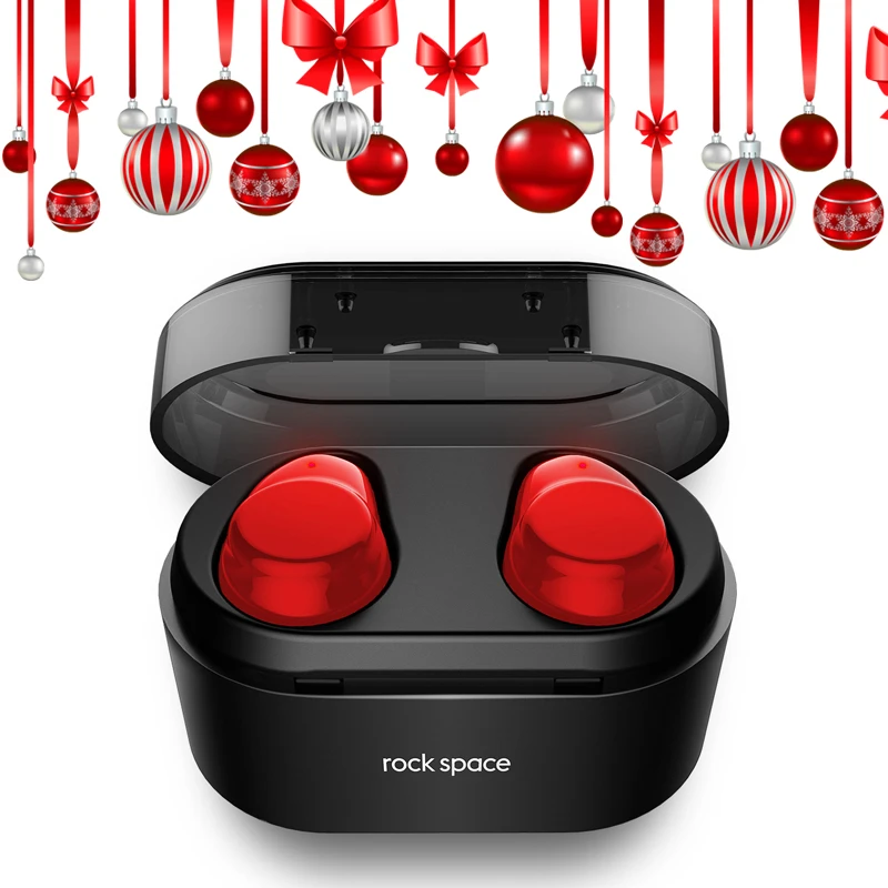 ROCKSPACE TWS Bluetooth Earphone Earbuds Touch Control Hifi Stereo Wireless Microphone for Phone With Charger Charging Box Mini