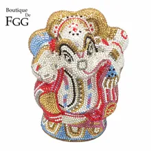 Бутик De FGG тайский буддийский слон для женщин Кристалл вечерняя сумочка клатч Свадебная вечеринка Minaudiere Сумочка Кошелек металлические клатчи