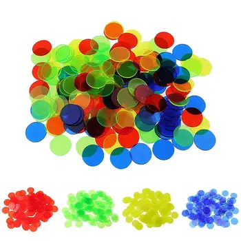 

100Pcs 19mm Bingo Chips Transparent Color Counting Math Game Counters Markers 2019