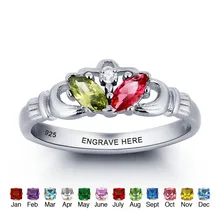 Nombres personalizados Multicolor Anillo de Plata de Ley 925 Anillo Claddagh Infinito Mejor Regalo del Día de San Valentín (Silveren SI1780)