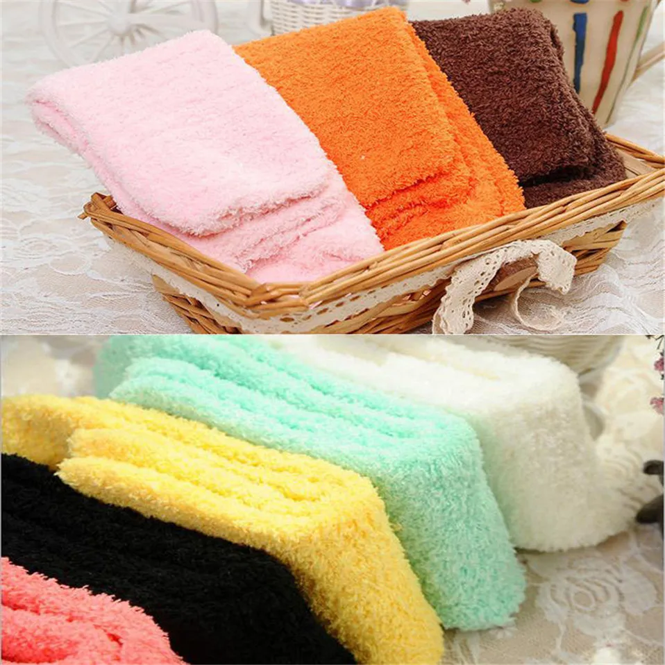 Women-Bed-Socks-Pure-Color-Fluffy-Warm-Winter-Kids-Gift-Soft-Floor-Home-Accessories