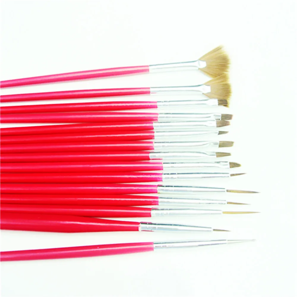

2017 Real Promotion Nail Brush Tipart Red 15pcs Nail Art Decorations Brush Set Tools Diy Painting Pen False Tips Uv Gel Polish