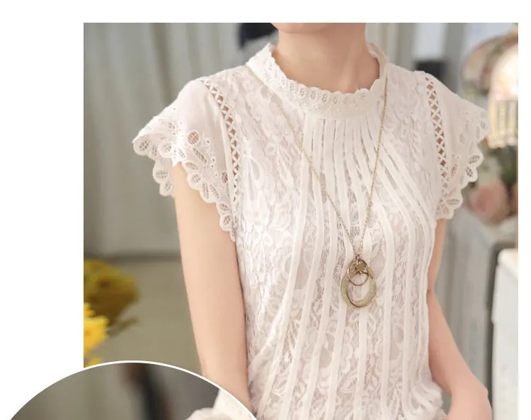 Short Petal Sleeve Floral Lace Tops Chiffon Blouse Shirt (Us 2-16)