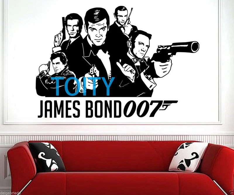 James Bond Wall Decal Kinds of 007 Vinyl Decal 1962 2015 Movie Poster