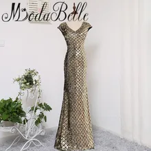 2017 Sparkly Sequin Gold Bridesmaid Dress Mermaid Sexy Robe Demoiselle D’honneur Longue Korean Style Prom Dress Feestjurken