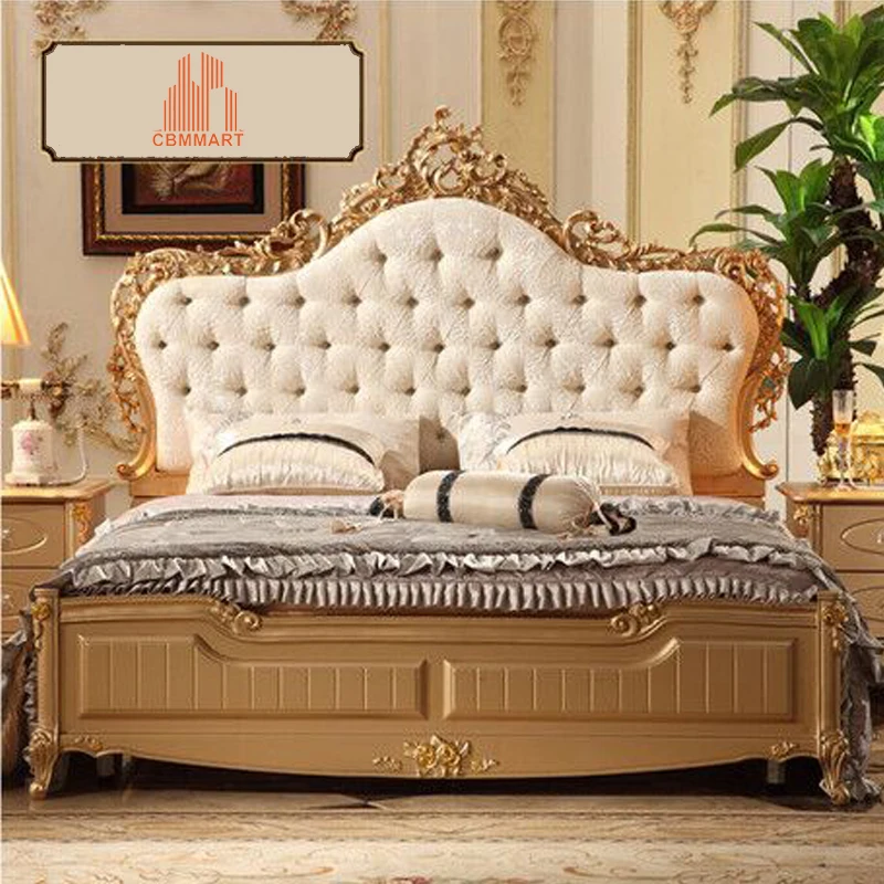 European luxury champagne gold double bedin Bedroom Sets from