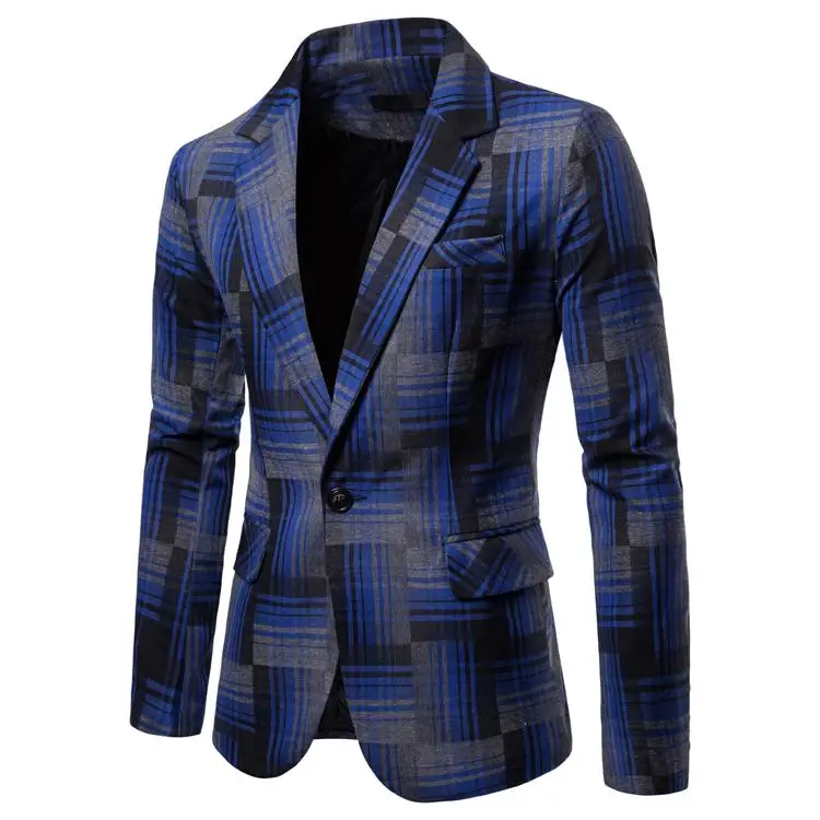 Plaid Blazer for Men Plaid Suit Slim fit Casual Mens Blazers Men Suit Jacket Black Yellow Blue