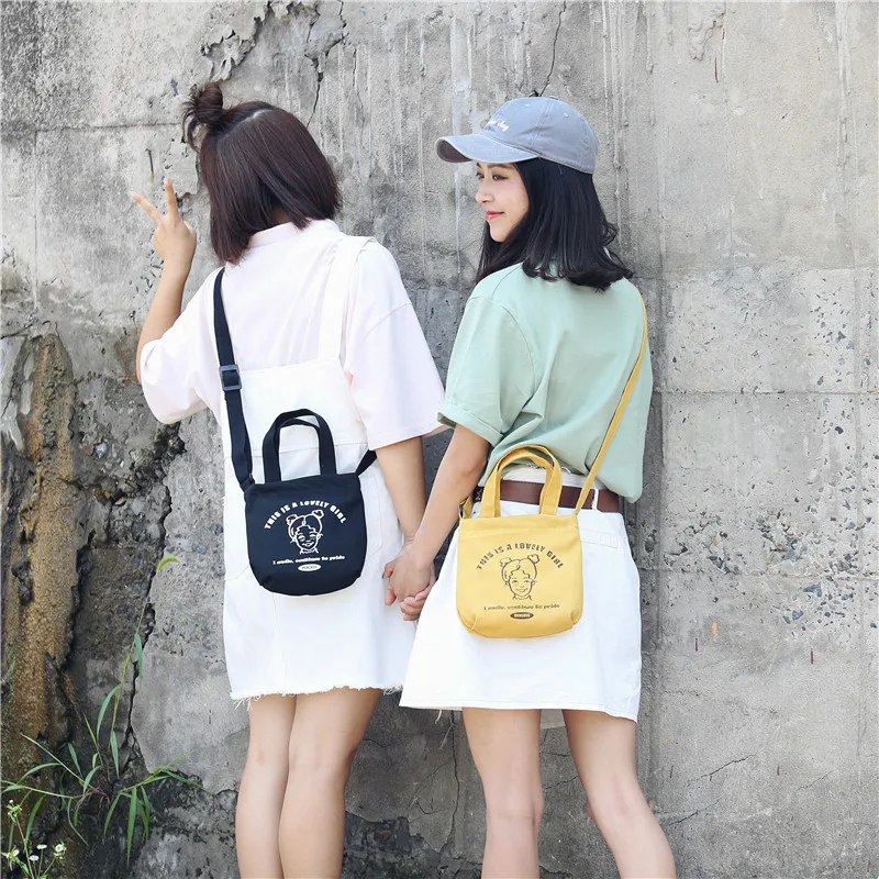 Menghuo 2018 New Canvas Casual Korean Shoulder Tote Bag Mini Single Messenger Crossbody Bags Women Bucket Female Bag Cute girlsG11A7274