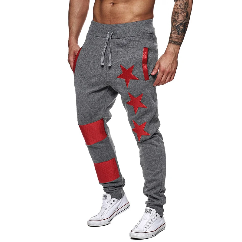 Мужские спортивные штаны с принтом, повседневные полосатые Лоскутные джоггеры, модные уличные штаны в стиле хип-хоп, мужские спортивные штаны, Pantalon Homme - Цвет: dark gray 1