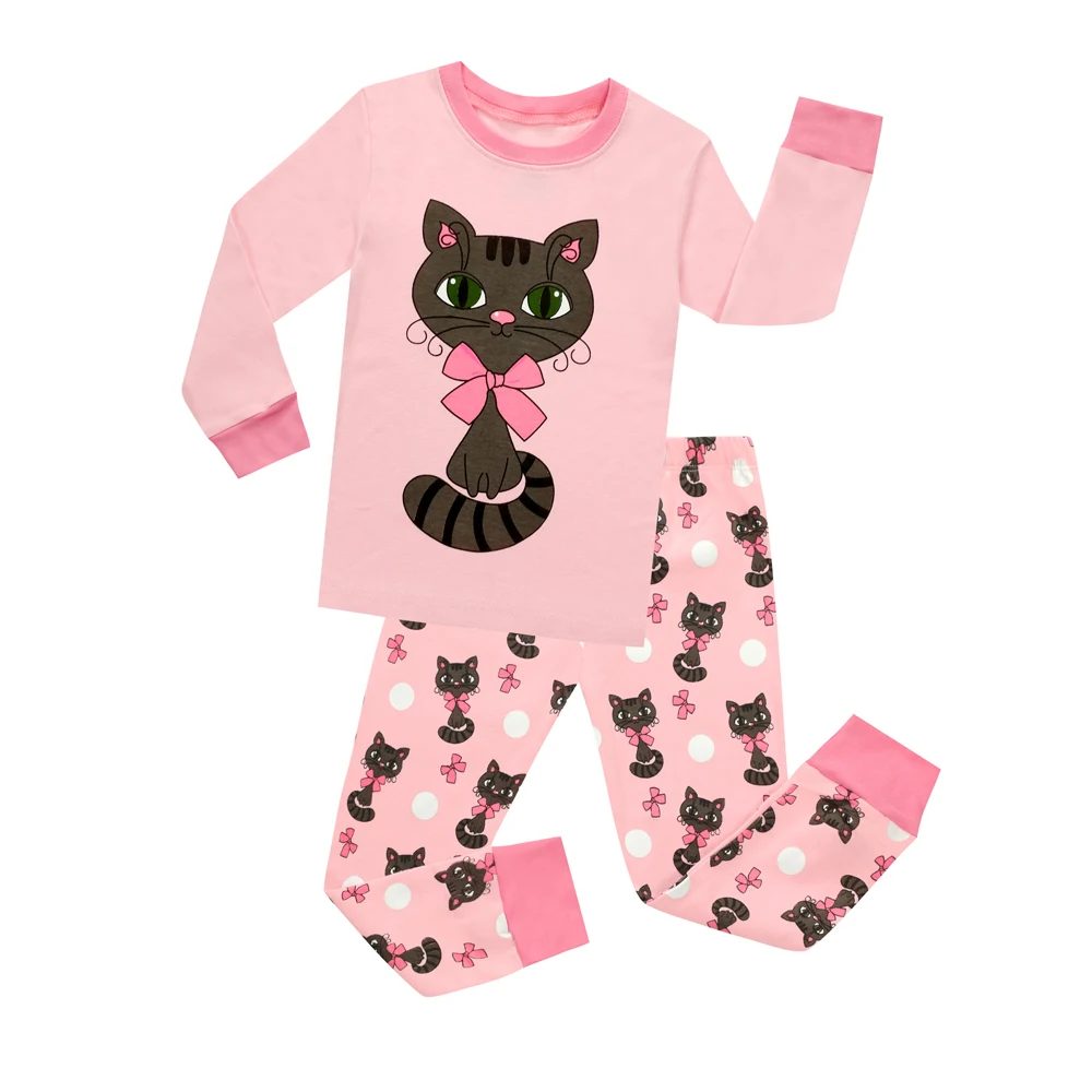 Одинаковые комплекты для девочек и кукольная Пижама детская Милая Хлопковая пижама с котом Пижама для маленьких девочек Детская Пижама с единорогом домашняя одежда