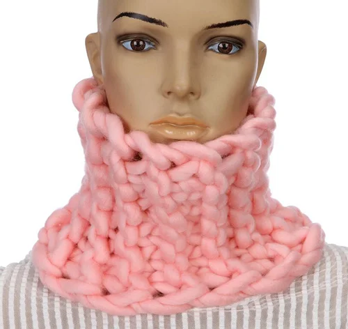 Корейский бренд с грубым ворсом Кольцо Зимние тёплые шарфы ручной вязки женский хлопковый шарф для взрослых 22*23 см можно настроить - Цвет: Розовый