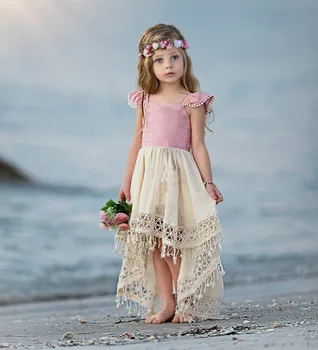 

1-5 Year Summer Holiday Kids Girls Tutu Dress Lace Fly Sleeve Princess Dresses Sundress Party Wedding Baby Girl Clothes