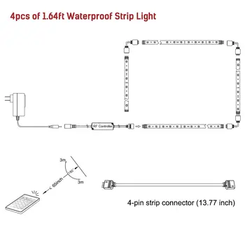 

LED Light Strip for TV Multi-Color RGB Home Theater TV Backlight Kit, 4pcs of LED Waterproof Strip Lights for Monitor ST38