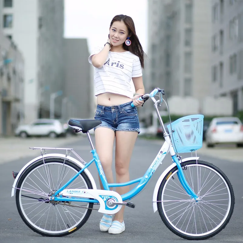 Clearance Urban Leisure Commuter Bicycle 24 Inch Single Speed Rigid Frame Two-Color Optional Bicycle With Basket 1