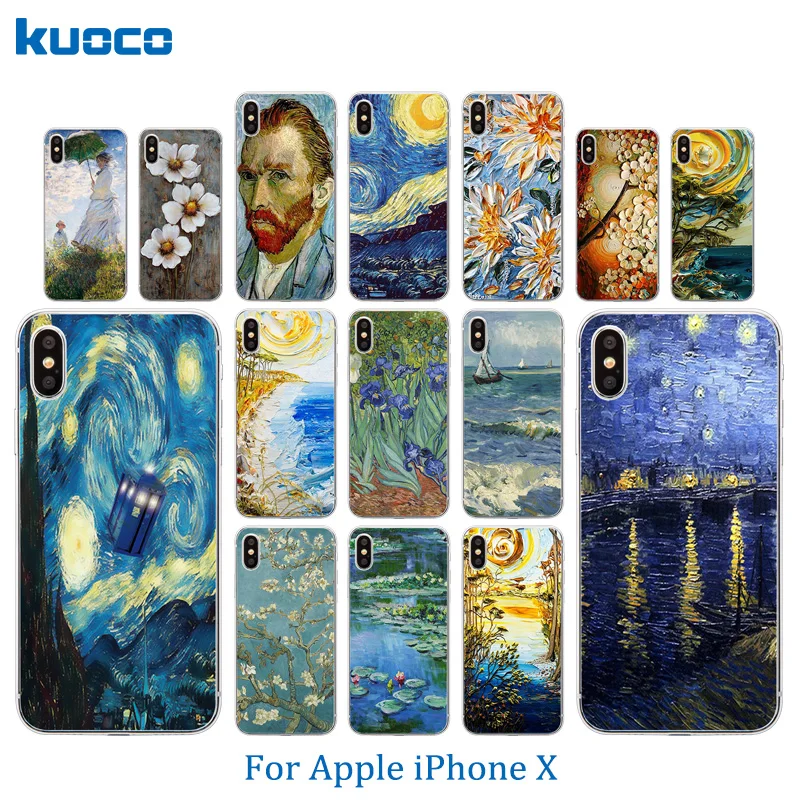 

For Apple iPhone 7 / 8 Plus X 10 Phone Case Van Gogh Pattern For iPhone 5C 5S SE 6 6S Plus Shell Soft Silicone Matte Back Cover