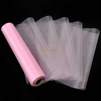 

5 Rolls 25M x 29CM Pink Sheer Organza Roll Fabric DIY Wedding Party Chair Sash Bows Table Runner Swag Decor Hot sale