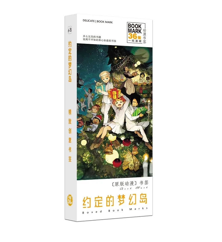 36 шт./компл. карнавальный костюм в стиле аниме; обещали Neverland Бумага Закладка для книги из мультфильма книжные держатели карты сообщения вентиляторы подарок