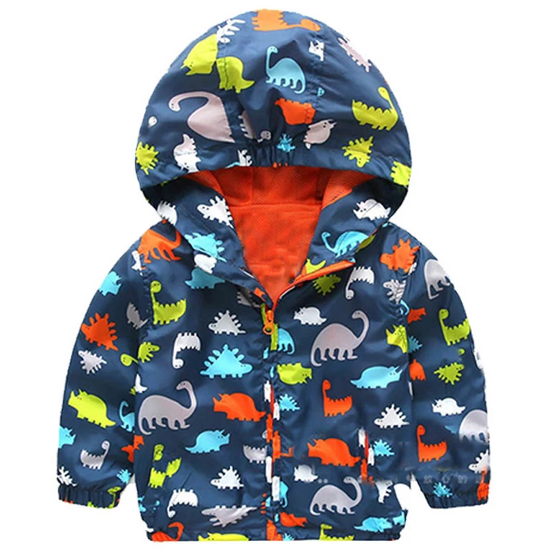 Boy Aminals Jackets Kids Autumn Clothes Baby Boys Coats Children Dinosaur Print Hooded Jacket Toddler Spring Outerwear Clothing