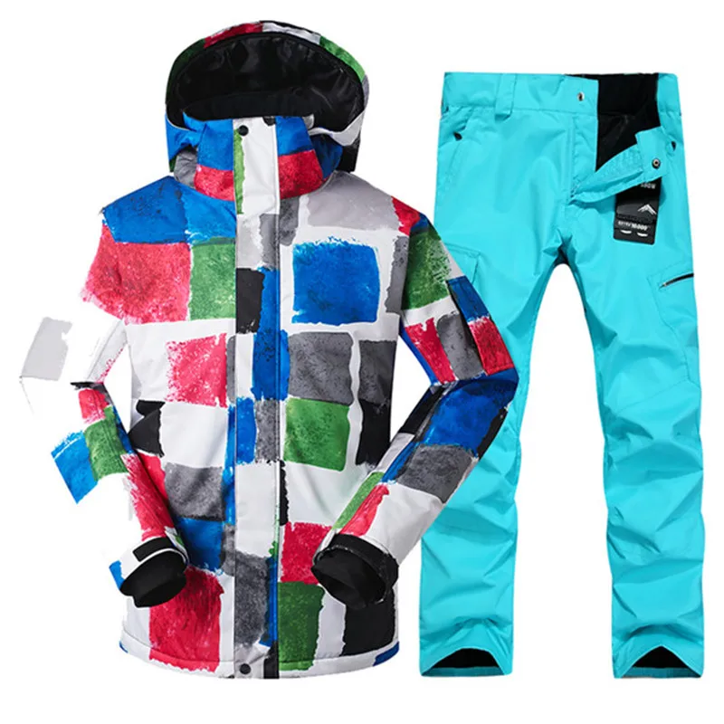 Лыжный костюм для мужчин для катания на сноуборде комплекты Мужские дышащие ботинки из водонепроницаемого материала тепловой для снежной погоды; очень теплая хлопковая одежда для катания на лыжах куртка одежда для катания на коньках