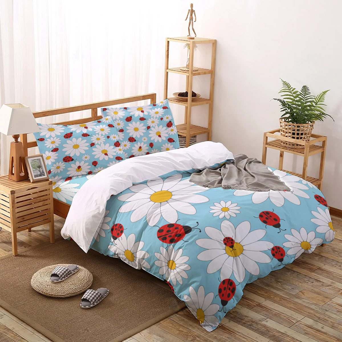 Familydecorder Божья коровка ромашка постельное белье роскошное покрывало постельное белье набор s 3D King размер красный синий хлопок DHL