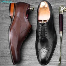 2019 Classic Full Brogue Dress Shoes For Men Genuine Leather Mans Derby Shoes Bespoke Handmade Oxford Formal Shoes цена 2019 Classic Full Brogue Dress Shoes For Men Genuine Leather Mans Derby Shoes Bespoke Handmade Oxford Formal Shoes цены онлайн