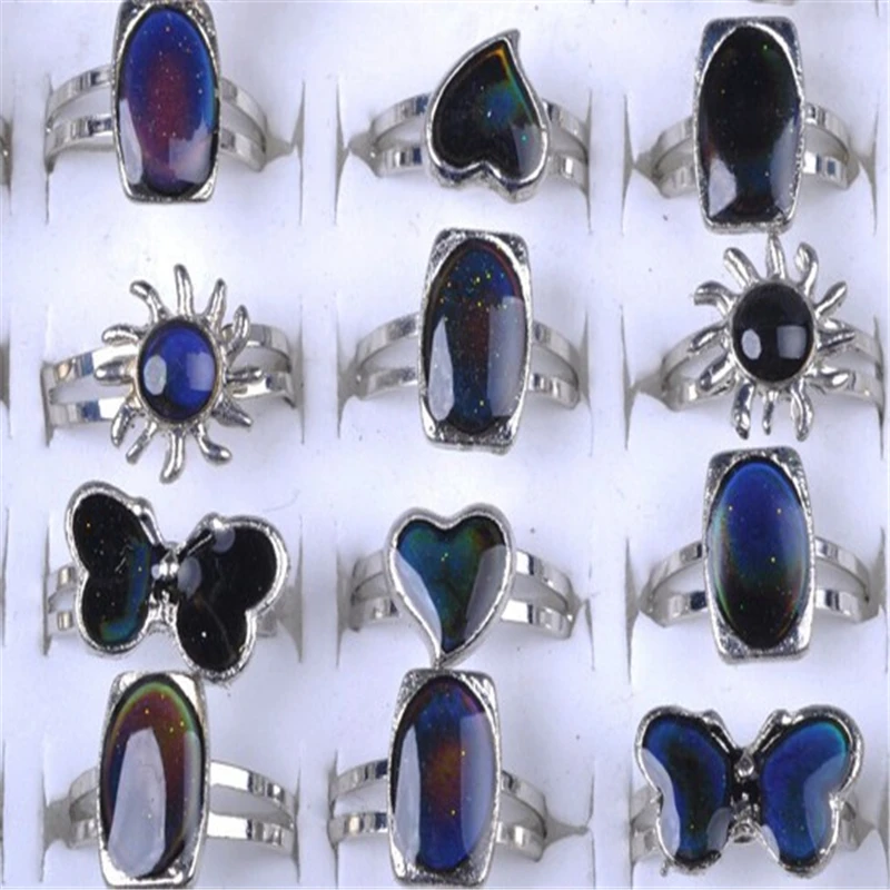 

Pinksee Wholesale 10Pcs Mixed Lots Amazing Change Color Mood Rings High Quality For Women Fashion Jewelry