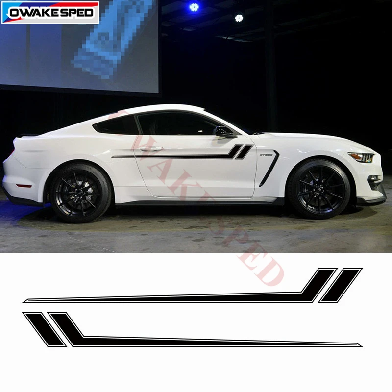 Racing Sport Stripes Car Door Side Decor Sticker For Ford Mustang Auto Body Accessories Car Styling Customized Vinyl Decal (3)
