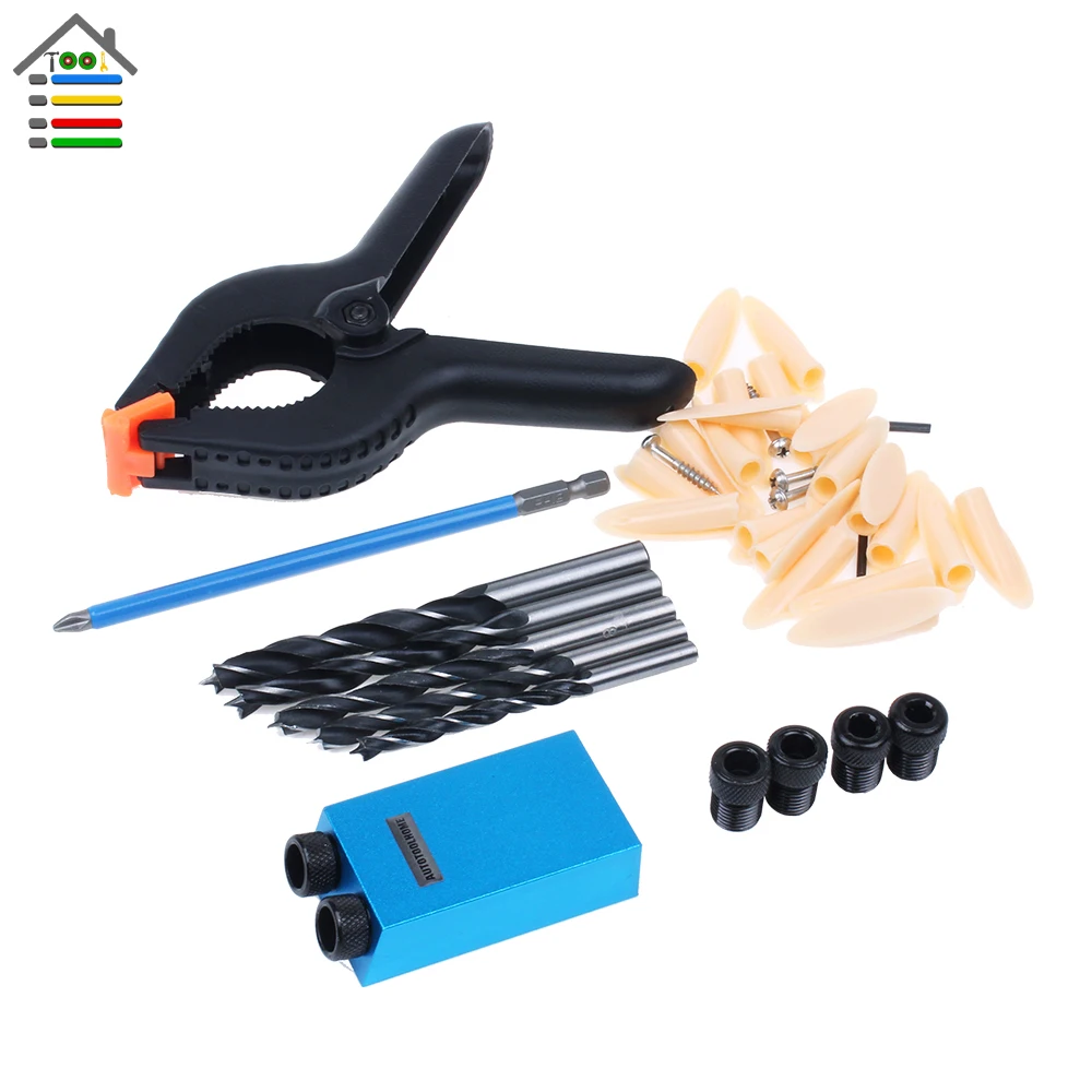 Buy Woodworking Clamp Pocket Hole Jig Kit 6 10mm Core Drill Bit Set