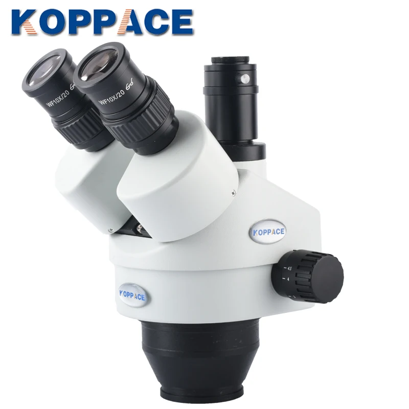  KOPPACE Trinocular Stereo microscope lens7X-45X Magnification Trinocular Stereo Zoom Microscope 1X 